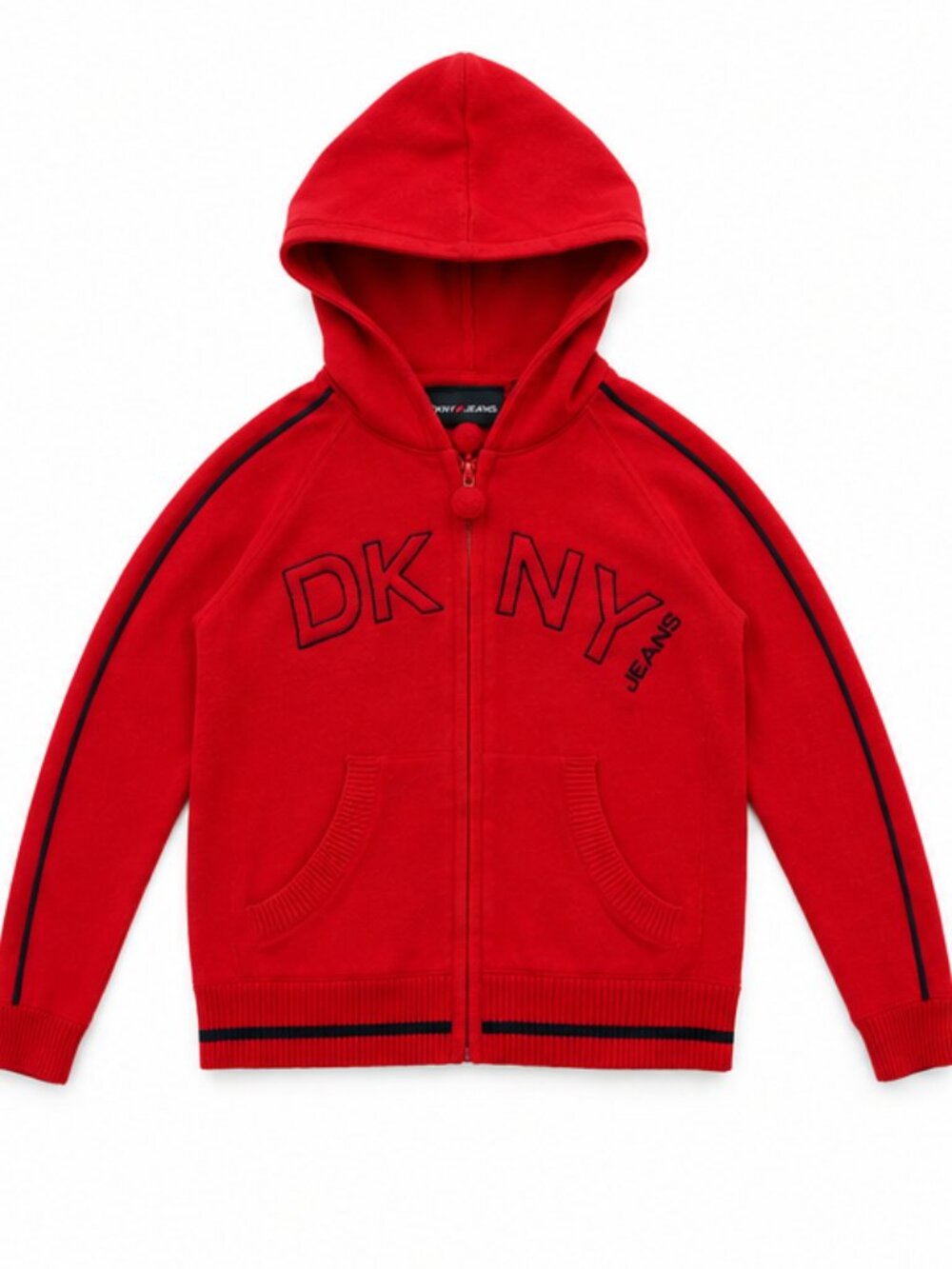 DKNY Jeans Vintage Red Zip-Up Hoodie – Size Small